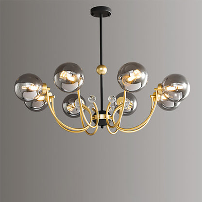 Contemporary Scandinavian Glass Iron Round Branch 4/8-Light Chandelier For Living Room