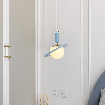 Contemporary Creative Acrylic Aluminum Planet Cylinder LED Pendant Light For Bedroom