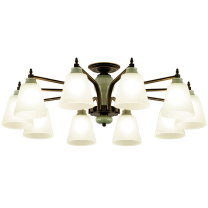 Contemporary Scandinavian Iron Ceramic Branch Cone 3/6/8/10-Light Semi-Flush Mount Lighting For Bedroom