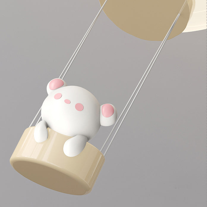 Modern Art Deco Iron PE Kids Hot Air Balloon Cartoon Round LED Flush Mount Ceiling Light For Bedroom