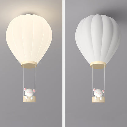 Modern Art Deco Iron PE Kids Hot Air Balloon Cartoon Round LED Flush Mount Ceiling Light For Bedroom