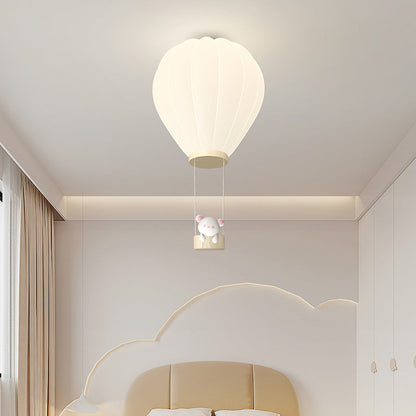 Modern Art Deco Iron PE Kids Hot Air Balloon Cartoon Round LED Flush Mount Ceiling Light For Bedroom