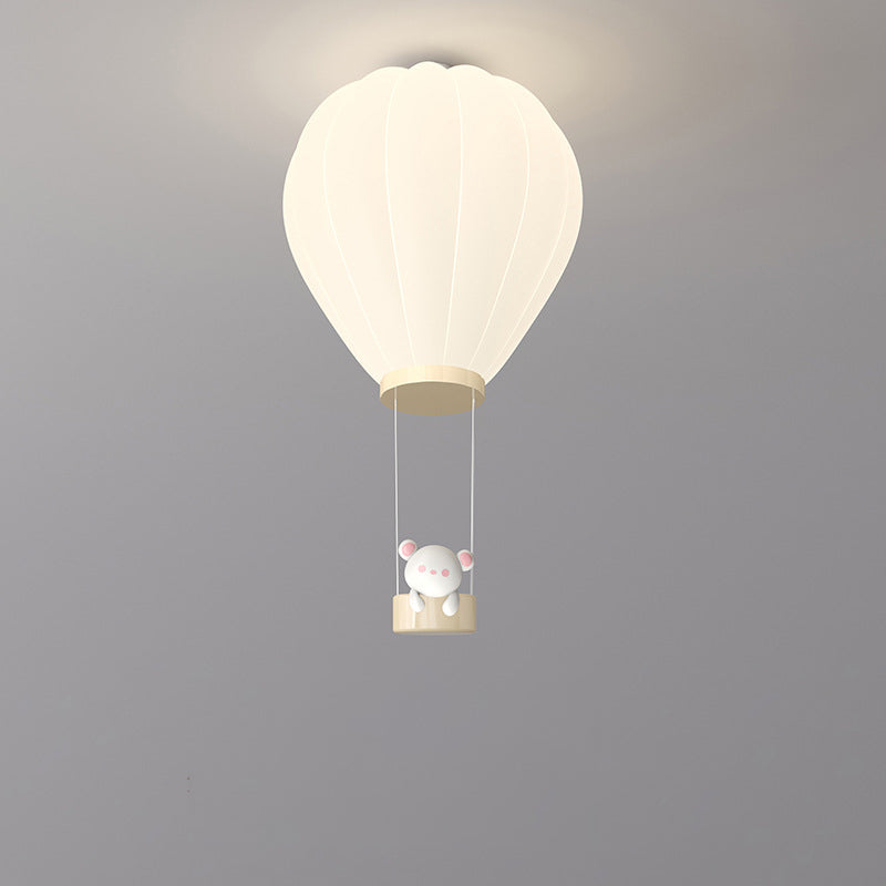 Modern Art Deco Iron PE Kids Hot Air Balloon Cartoon Round LED Flush Mount Ceiling Light For Bedroom