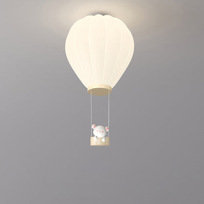 Modern Art Deco Iron PE Kids Hot Air Balloon Cartoon Round LED Flush Mount Ceiling Light For Bedroom