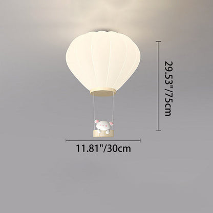 Modern Art Deco Iron PE Kids Hot Air Balloon Cartoon Round LED Flush Mount Ceiling Light For Bedroom