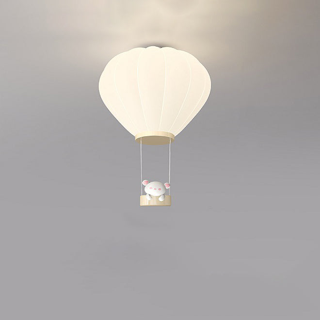 Modern Art Deco Iron PE Kids Hot Air Balloon Cartoon Round LED Flush Mount Ceiling Light For Bedroom
