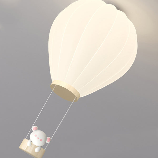 Modern Art Deco Iron PE Kids Hot Air Balloon Cartoon Round LED Flush Mount Ceiling Light For Bedroom