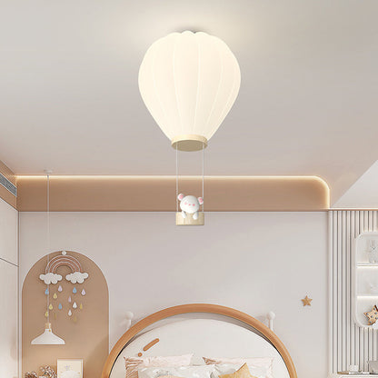 Modern Art Deco Iron PE Kids Hot Air Balloon Cartoon Round LED Flush Mount Ceiling Light For Bedroom