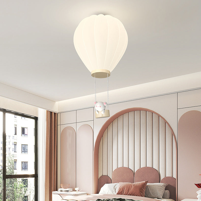 Modern Art Deco Iron PE Kids Hot Air Balloon Cartoon Round LED Flush Mount Ceiling Light For Bedroom