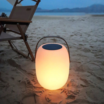 Contemporary Creative PE Acrylic Portable Barrel-Shaped Solar LED Outdoor Light For Garden & Camping