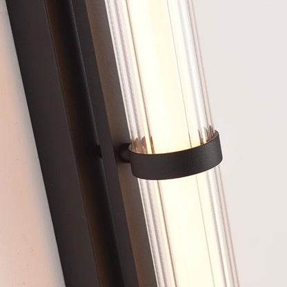 Contemporary Scandinavian Iron Glass Rectangle Cylinder LED Wall Sconce Lamp For Living Room