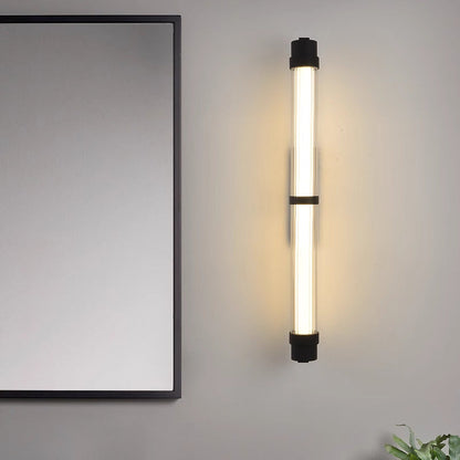 Contemporary Scandinavian Iron Glass Rectangle Cylinder LED Wall Sconce Lamp For Living Room