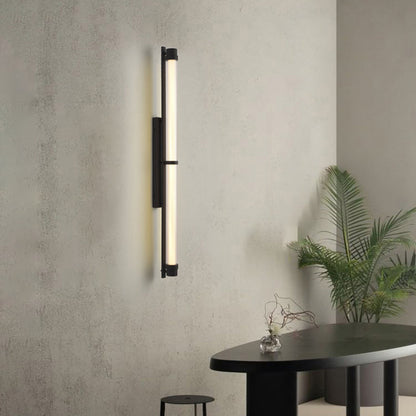 Contemporary Scandinavian Iron Glass Rectangle Cylinder LED Wall Sconce Lamp For Living Room