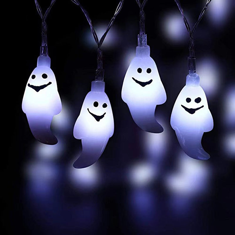 Modern Art Deco Battery USB Copper Wire PC Ghost Shape Halloween Decoration LED String Light For Outdoor