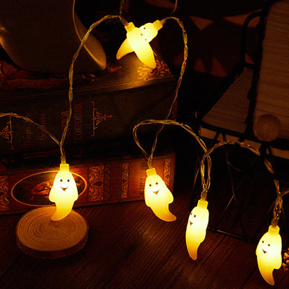 Modern Art Deco Battery USB Copper Wire PC Ghost Shape Halloween Decoration LED String Light For Outdoor