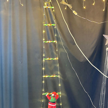 Modern Art Deco PVC Cotton Ladder Shape Santa Claus Christmas Decoration LED String Light For Outdoor