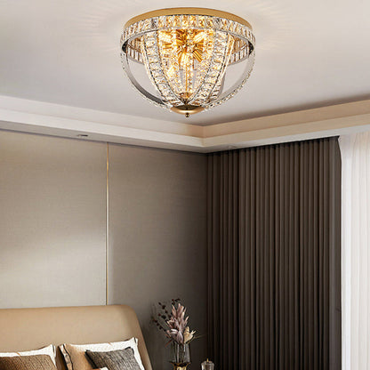 Modern Luxury Crystal Stainless Steel Round 8/9/16-Light Semi-Flush Mount Ceiling Light For Living Room & Bedroom