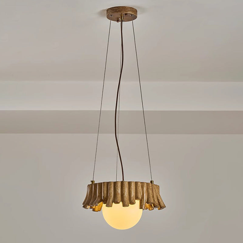 Traditional Rustic Resin Fiberglass Iron PE Branch Ball 1-Light Chandelier For Dining Room