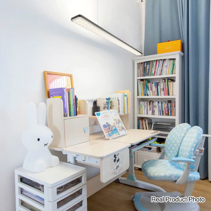 Rectangular LED Aluminum Eye-Caring Kids Study Pendant Light - Shadow-Free Piano-Grid Lighting For Study & Home Office