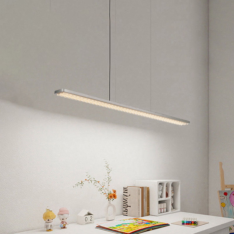 Rectangular LED Aluminum Eye-Caring Kids Study Pendant Light - Shadow-Free Piano-Grid Lighting For Study & Home Office