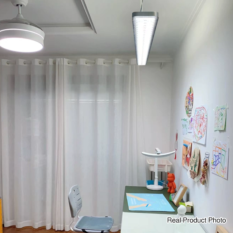 Rectangular LED Aluminum Eye-Caring Kids Study Pendant Light - Shadow-Free Piano-Grid Lighting For Study & Home Office