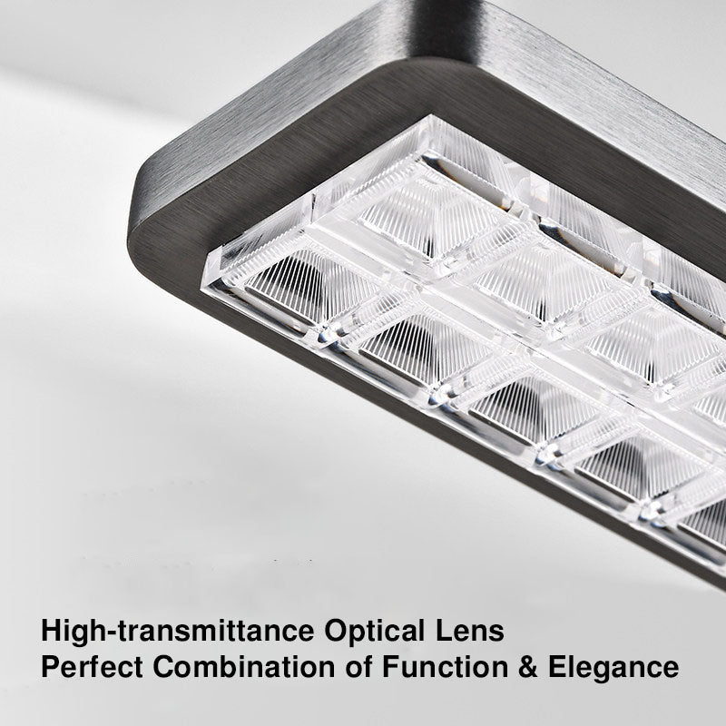 Rectangular LED Aluminum Eye-Caring Kids Study Pendant Light - Shadow-Free Piano-Grid Lighting For Study & Home Office