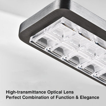 Rectangular LED Aluminum Eye-Caring Kids Study Pendant Light - Shadow-Free Piano-Grid Lighting For Study & Home Office