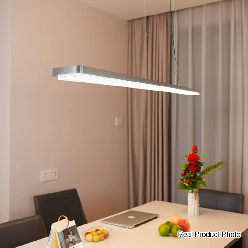 Rectangular LED Aluminum Eye-Caring Kids Study Pendant Light - Shadow-Free Piano-Grid Lighting For Study & Home Office