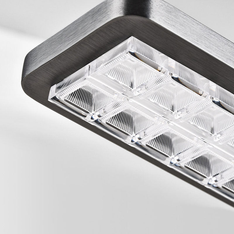 Rectangular LED Aluminum Eye-Caring Kids Study Pendant Light - Shadow-Free Piano-Grid Lighting For Study & Home Office