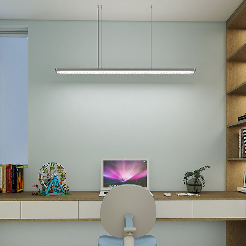 Rectangular LED Aluminum Eye-Caring Kids Study Pendant Light - Shadow-Free Piano-Grid Lighting For Study & Home Office