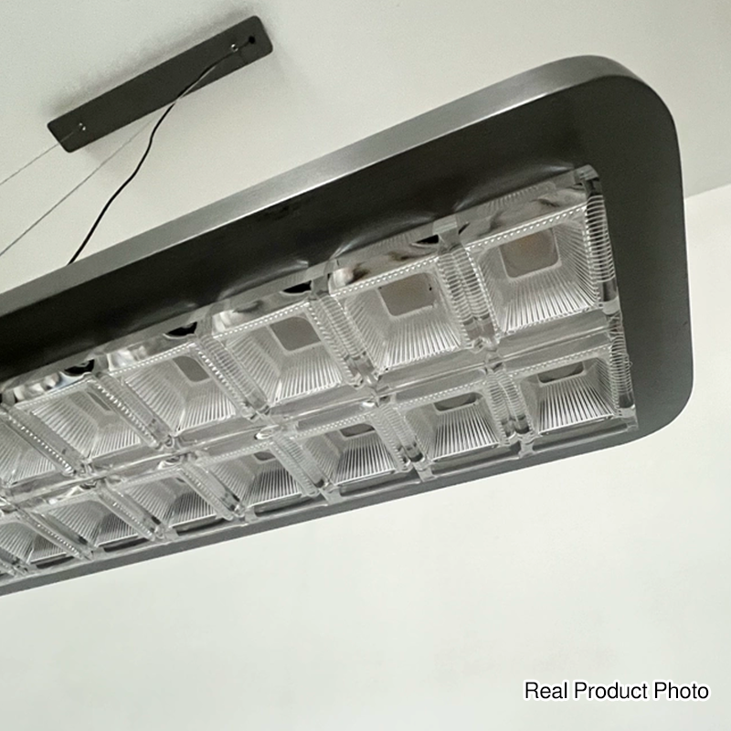 Rectangular LED Aluminum Eye-Caring Kids Study Pendant Light - Shadow-Free Piano-Grid Lighting For Study & Home Office