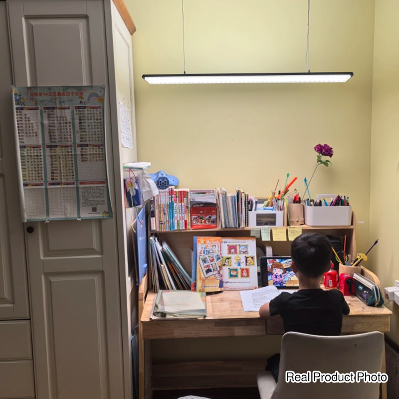 Rectangular LED Aluminum Eye-Caring Kids Study Pendant Light - Shadow-Free Piano-Grid Lighting For Study & Home Office