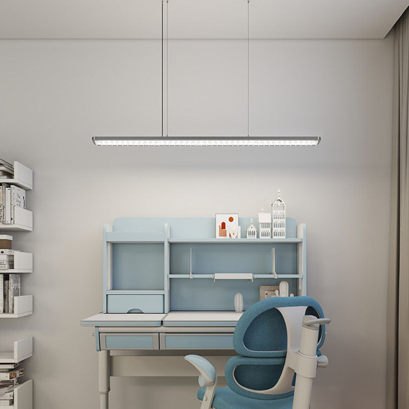 Rectangular LED Aluminum Eye-Caring Kids Study Pendant Light - Shadow-Free Piano-Grid Lighting For Study & Home Office