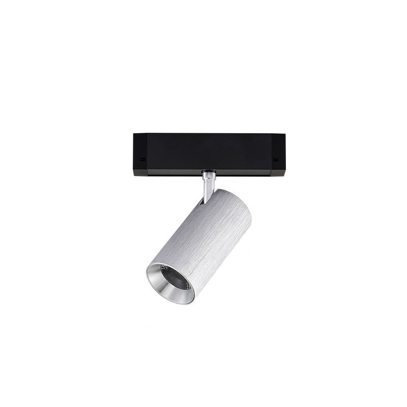 Industrial Magnetic Track Linear Pendant Light - Brushed Silver Aluminum LED Linear Lighting System For Office