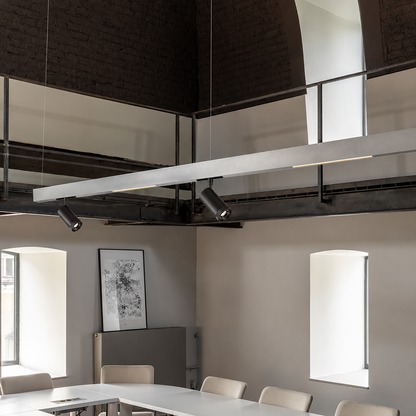 Industrial Magnetic Track Linear Pendant Light - Brushed Silver Aluminum LED Linear Lighting System For Office