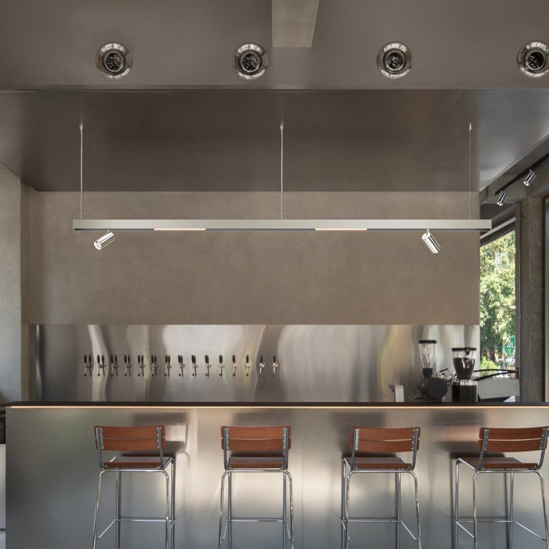 Industrial Magnetic Track Linear Pendant Light - Brushed Silver Aluminum LED Linear Lighting System For Office
