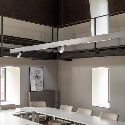 Industrial Magnetic Track Linear Pendant Light - Brushed Silver Aluminum LED Linear Lighting System For Office