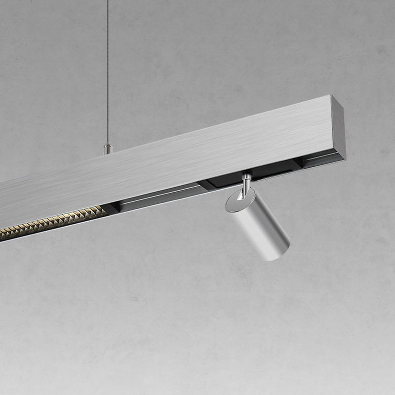 Industrial Magnetic Track Linear Pendant Light - Brushed Silver Aluminum LED Linear Lighting System For Office