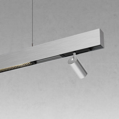 Industrial Magnetic Track Linear Pendant Light - Brushed Silver Aluminum LED Linear Lighting System For Office