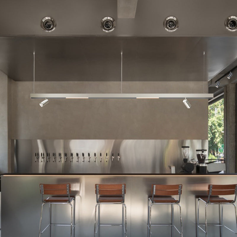 Industrial Magnetic Track Linear Pendant Light - Brushed Silver Aluminum LED Linear Lighting System For Office