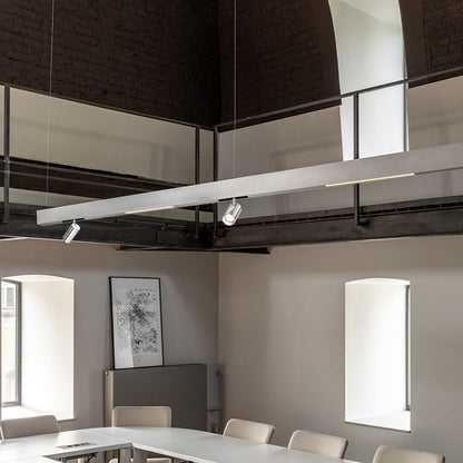 Industrial Magnetic Track Linear Pendant Light - Brushed Silver Aluminum LED Linear Lighting System For Office