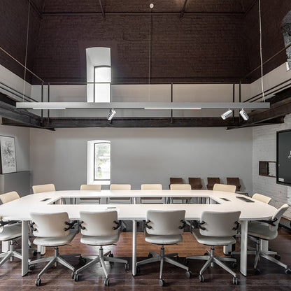 Industrial Magnetic Track Linear Pendant Light - Brushed Silver Aluminum LED Linear Lighting System For Office