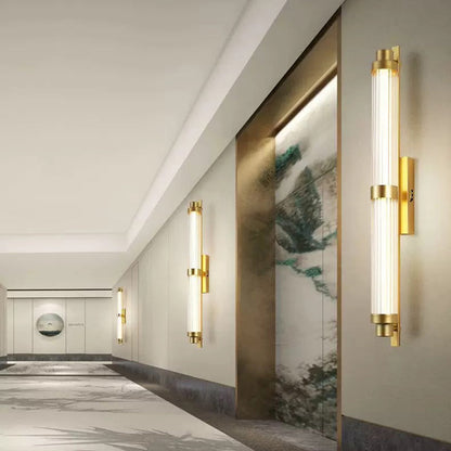 Modern Minimalist Iron Glass Cylinder Rectangle LED Wall Sconce Lamp For Living Room