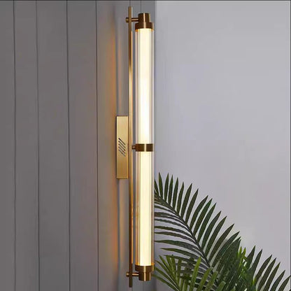 Modern Minimalist Iron Glass Cylinder Rectangle LED Wall Sconce Lamp For Living Room