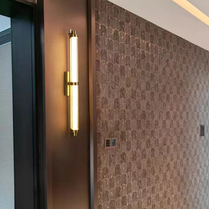 Modern Minimalist Iron Glass Cylinder Rectangle LED Wall Sconce Lamp For Living Room