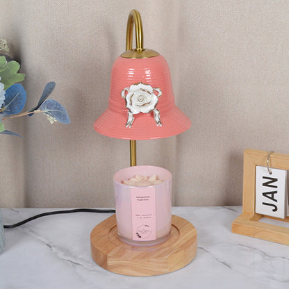 Traditional Vintage Flower-Shaped Teardrop Base Iron 1-Light Aroma Melt Wax Table Lamp For Bedroom