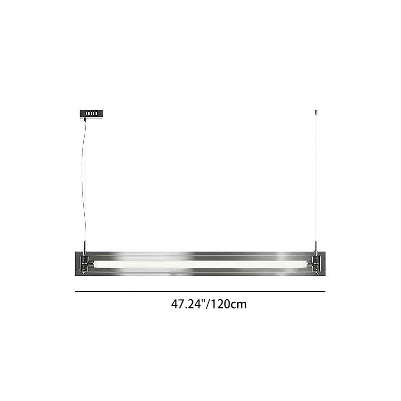 Modern Minimalist Rectangle Glass Stainless Steel LED Island Light Chandelier For Home Office