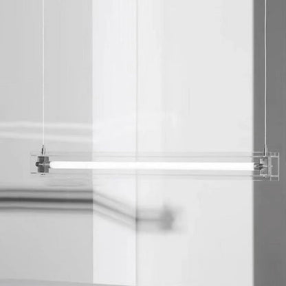Modern Minimalist Rectangle Glass Stainless Steel LED Island Light Chandelier For Home Office