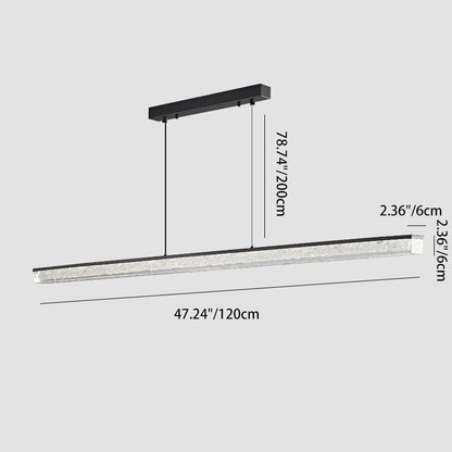 Modern Minimalist Rectangular All-Copper Resin LED Island Light Chandelier For Dining Room