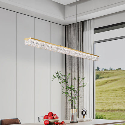 Modern Minimalist Rectangular All-Copper Resin LED Island Light Chandelier For Dining Room